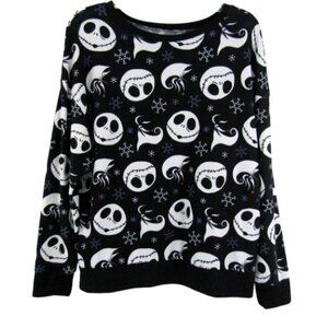 Disney The Nightmare Before Christmas Black Velour Pajama Lounge Top Size M